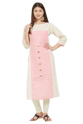Beige plain cotton cotton-kurtis 1