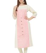 Beige plain cotton cotton-kurtis