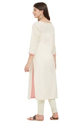 Beige plain cotton cotton-kurtis 2