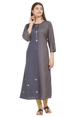 Grey printed rayon ethnic-kurtis 1