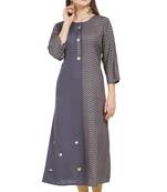 Grey printed rayon ethnic-kurtis