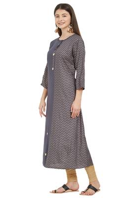 Grey printed rayon ethnic-kurtis 3