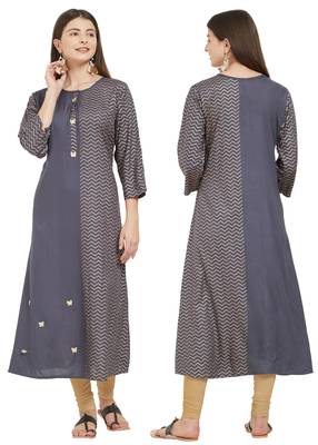 Grey printed rayon ethnic-kurtis 5