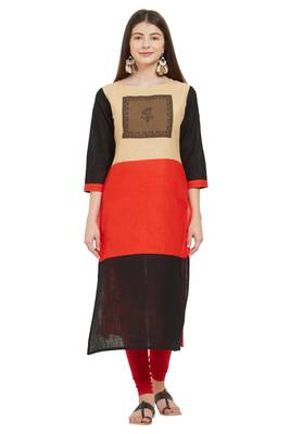 Multicolor plain cotton cotton-kurtis 1