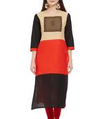 Multicolor plain cotton cotton-kurtis