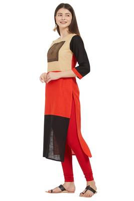 Multicolor plain cotton cotton-kurtis 3