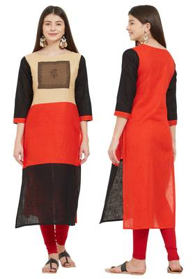 Multicolor plain cotton cotton-kurtis 5