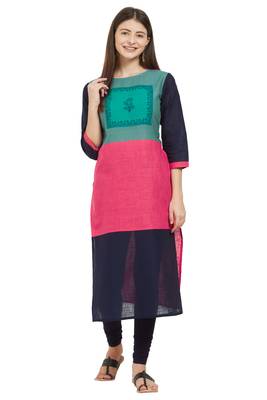 Multicolor plain cotton cotton-kurtis 1