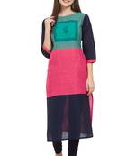 Multicolor plain cotton cotton-kurtis