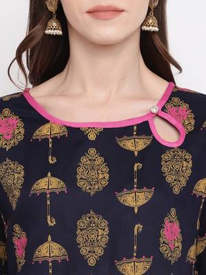 Navy-blue printed rayon ethnic-kurtis 5