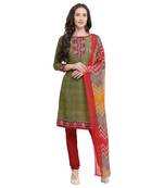 Olive Abstract Print Crepe Salwar