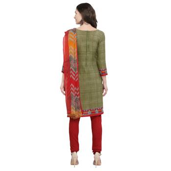 Olive Abstract Print Crepe Salwar 2