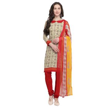 Cream Abstract Print Crepe Salwar 1