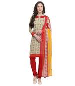 Cream Abstract Print Crepe Salwar