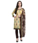 Beige Abstract Print Crepe Salwar