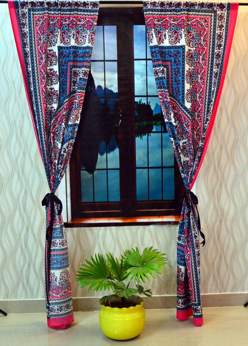 Indian Tab top Curtain Mandala Curtains, 2 Panel Set Mandala Curtain