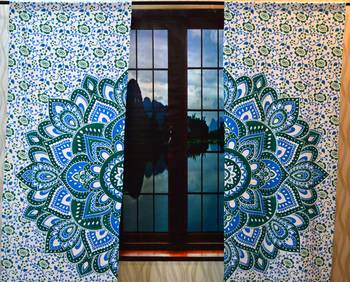 Mandala Door Tab top Curtains Indian Drape Balcony Room Decor Curtain Boho Set Ethnic Window Treatments & Panels Set 3