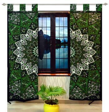 Mandala Window Tab top Curtains Indian Drape Balcony Room Decor Curtain Boho Set Ethnic Window Treatments & Panels Set 1
