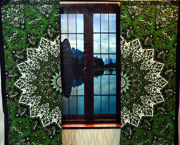 Mandala Window Tab top Curtains Indian Drape Balcony Room Decor Curtain Boho Set Ethnic Window Treatments & Panels Set 3