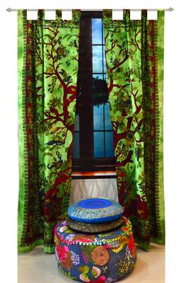 Indian Tab top Curtain Mandala Curtains, 2 Panel Set Mandala Curtain, Tapestry, Drapes & Valances, Window Curtain 2