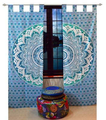 Mandala Window Tab top Curtains Drape Balcony Room Decor Curtain Boho Set Ethnic Windows & Panels Set Tab Top Curtains 1