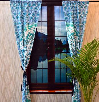 Mandala Window Tab top Curtains Drape Balcony Room Decor Curtain Boho Set Ethnic Windows & Panels Set Tab Top Curtains 4