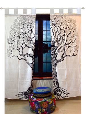 Indian Tab top Curtain Mandala Curtains, 2 Panel Set Mandala Curtain Tab top Curtains, Drapes & Valances, Window Curtain 1