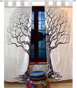 Indian Tab top Curtain Mandala Curtains, 2 Panel Set Mandala Curtain Tab top Curtains, Drapes & Valances, Window Curtain