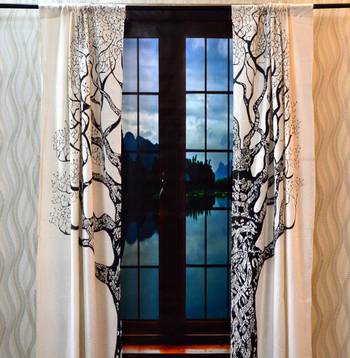 Indian Tab top Curtain Mandala Curtains, 2 Panel Set Mandala Curtain Tab top Curtains, Drapes & Valances, Window Curtain 4