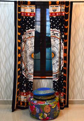 Indian Tab top Curtain Mandala Curtains, 2 Panel Set Mandala Curtain Tab top Curtains, Drapes & Valances, Window Curtain 4