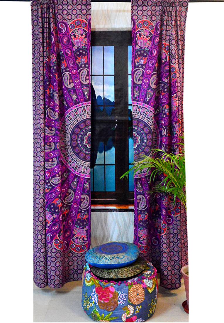 Indian Mandala Tab top Curtains Set Decorative Indian Tab Top Curtains ...