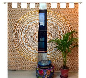 Indian Tab top Curtain Mandala Curtains, 2 Panel Set Mandala Curtain, Tapestry, Drapes & Valances, Window Curtain 2