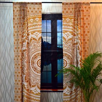 Indian Tab top Curtain Mandala Curtains, 2 Panel Set Mandala Curtain, Tapestry, Drapes & Valances, Window Curtain 3