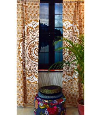 Indian Tab top Curtain Mandala Curtains, 2 Panel Set Mandala Curtain, Tapestry, Drapes & Valances, Window Curtain 3