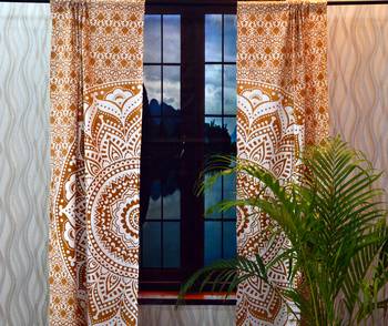 Indian Tab top Curtain Mandala Curtains, 2 Panel Set Mandala Curtain, Tapestry, Drapes & Valances, Window Curtain 4