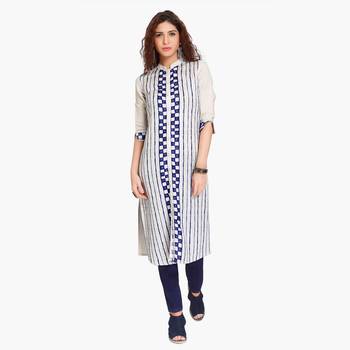 Grey embroidered polyester stitched kurtas and kurtis 1