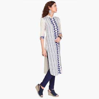 Grey embroidered polyester stitched kurtas and kurtis 3