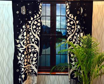 Mandala Door Tab top Curtains Indian Drape Balcony Room Decor Curtain Boho Set Ethnic Window Treatments & Panels Set 2
