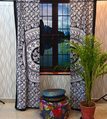 Indian Mandala Curtains Set Decorative Indian Tab top Tapestry Tab Top Curtains Mandala Curtains for Living room 1