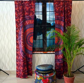 Indian Mandala Tab top Curtains Set Decorative Indian Tab Top Curtains Mandala Curtains for Bedroom 1