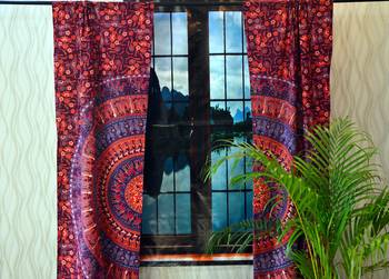 Indian Mandala Tab top Curtains Set Decorative Indian Tab Top Curtains Mandala Curtains for Bedroom 2