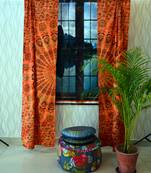 Indian Tab top Curtain Mandala Curtains, 2 Panel Set Mandala Curtain Tab top Curtains, Drapes & Valances, Window Curtain