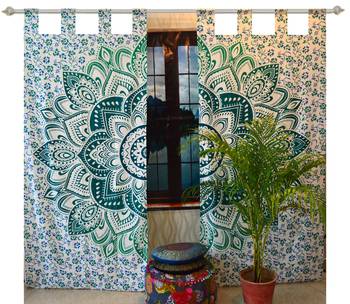 Indian Mandala Tab top Curtains Set Decorative Indian Tab Top Curtains Mandala Curtains for Bedroom 1