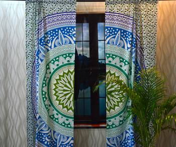 Mandala Window Tab top Curtains Indian Drape Balcony Room Decor Curtain Boho Set Ethnic Window Treatments & Panels Set 3