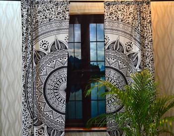 Mandala Window Tab top Curtains Drape Balcony Room Decor Curtain Boho Set Ethnic Windows & Panels Set Tab Top Curtains 3