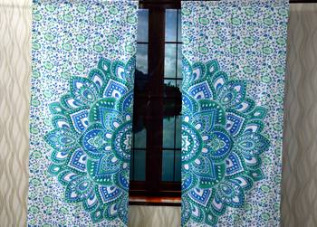 Indian Tab top Curtain Mandala Curtains, 2 Panel Set Mandala Curtain, Tapestry, Drapes & Valances, Window Curtain 1