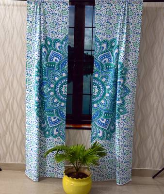 Indian Tab top Curtain Mandala Curtains, 2 Panel Set Mandala Curtain, Tapestry, Drapes & Valances, Window Curtain 2