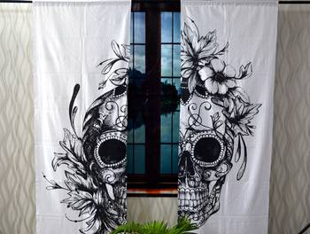 Indian Tab top Curtain Mandala Curtains, 2 Panel Set Mandala Curtain, Tapestry, Drapes & Valances, Window Curtain 1