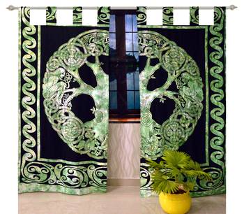 Indian Mandala Curtains Set Decorative Indian Tab Top Curtains Mandala Curtains for Bedroom Two Panel Curtains 1
