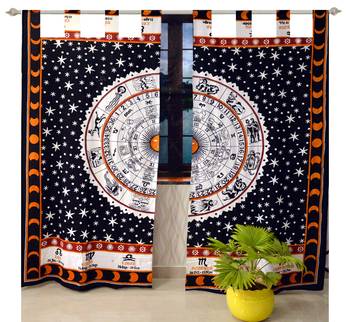 Indian Tab top Curtain Mandala Curtains, 2 Panel Set Mandala Curtain, Tapestry, Drapes & Valances, Window Curtain 1